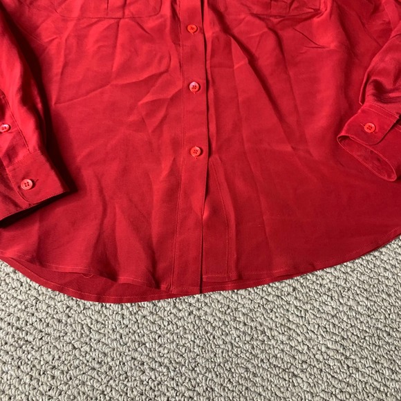 Liz Claiborne‎ Womens Shirt Size 6 Red Silk Button Up Shoulder Pads Long Sleeves - Picture 4 of 11